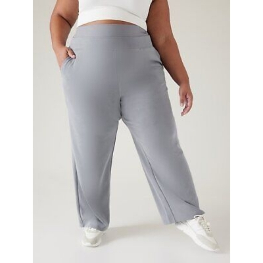Athleta Pant Womens 1X Seasoft Coastline Blue 533653 Wide Leg Powervita Modal